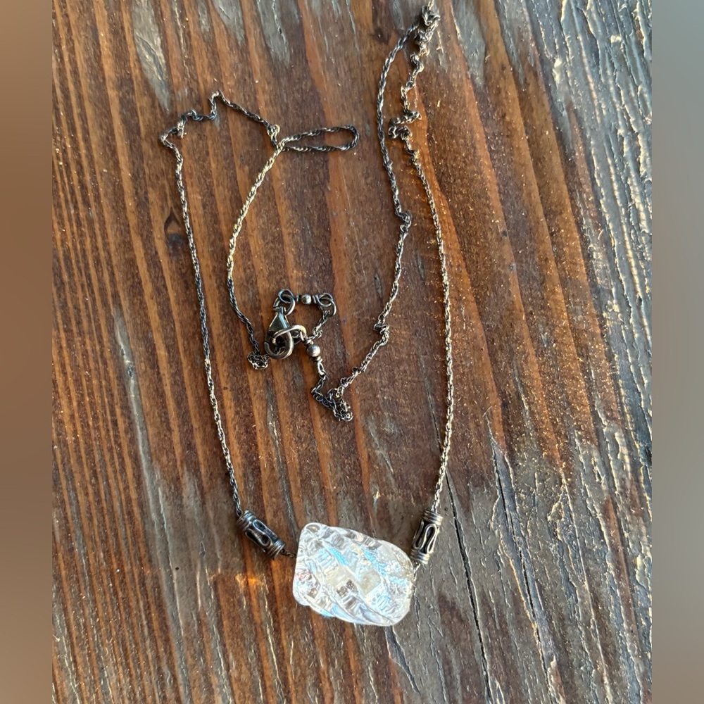 Sterling Silver Necklace with Spiral Dichroic Glass Bead